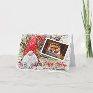 Cartes Pour Fêtes Annuelles Votre Photo Avec Noël Gnome Joyeux Fêtes