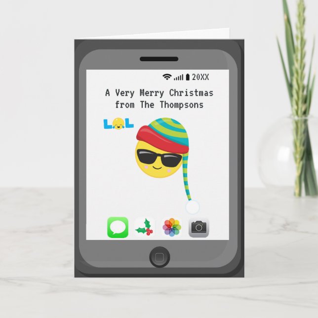 Cartes Pour Fêtes Annuelles VOTRE PHOTO "Ayez votre selfie un Joyeux Noël" (Devant)