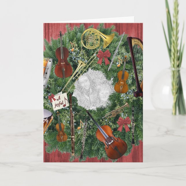 Cartes Pour Fêtes Annuelles Votre photo en couronne d'instruments d'orchestre (Devant)