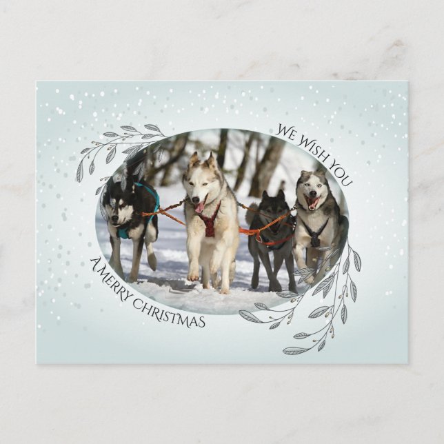 Cartes Pour Fêtes Annuelles VOTRE PHOTO Feuillage et baies de Noël (Devant)