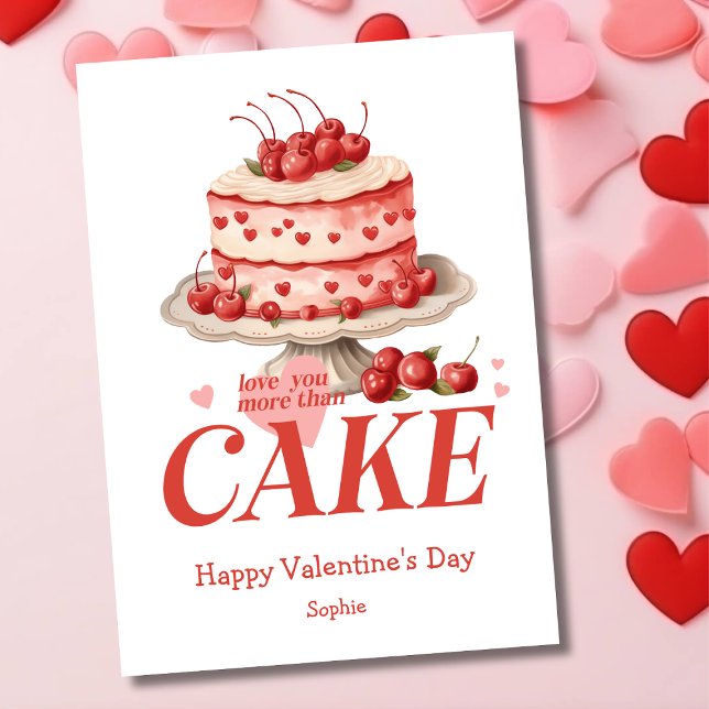 Cartes Pour Fêtes Annuelles Vous aimez plus que gâteau drôle rétro Valentines  (Créateur téléchargé)
