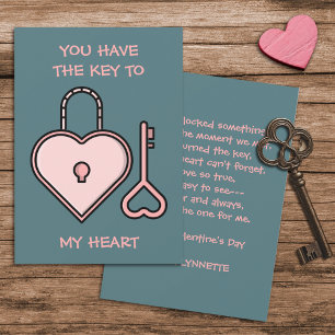 Cartes Pour Fêtes Annuelles Vous avez la clé de mon cœur Saint-Valentin