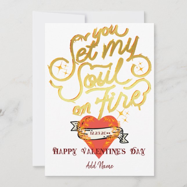 Cartes Pour Fêtes Annuelles Vous avez mis mon âme en feu Cœur gothique valenti (Devant)