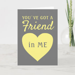 Cartes Pour Fêtes Annuelles Vous avez un Ami Cœur Jaune Gris Amitié