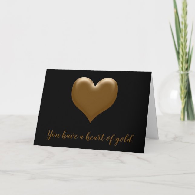 Cartes Pour Fêtes Annuelles Vous avez un coeur d'or Elegant Black Gold Heart (Devant)