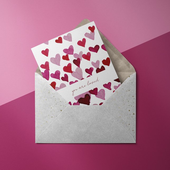 Cartes Pour Fêtes Annuelles Vous êtes adoré aquarelle coeur Saint Valentin (Créateur téléchargé)