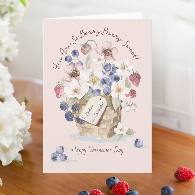Cartes Pour Fêtes Annuelles Vous Êtes Berry Sweet Wild Berry Panier Valentines (You Are Berry Sweet Wild Berry Basket Valentines Holiday Card)