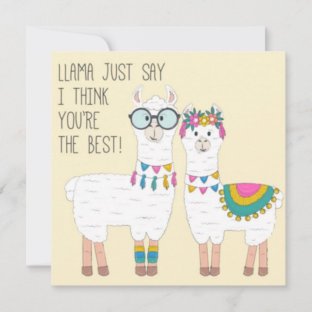 Cartes Pour Fêtes Annuelles Vous êtes les meilleurs lamas (Devant)