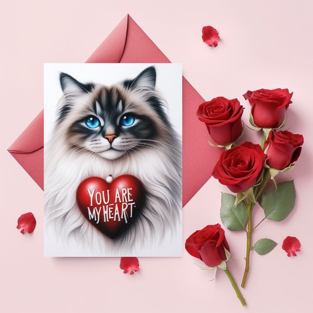 Cartes Pour Fêtes Annuelles Vous êtes mon cœur Poème de la Saint-Valentin Chat (Créateur téléchargé)