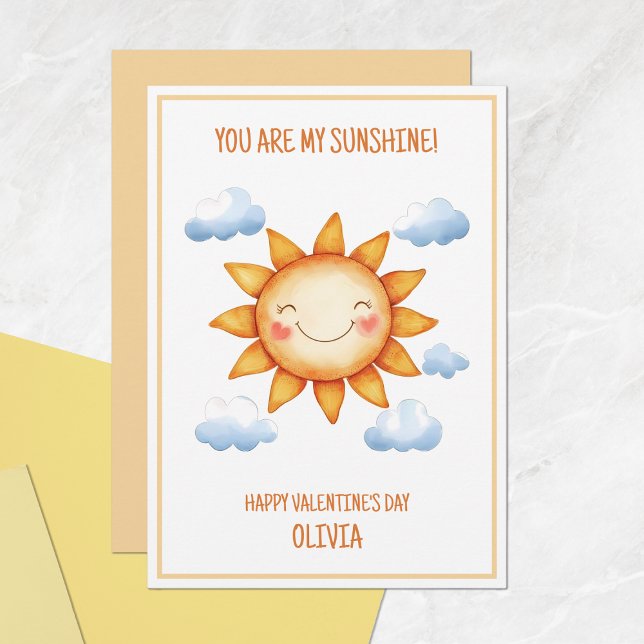 Cartes Pour Fêtes Annuelles Vous Êtes Mon Heureuse Sainte-Valentin Cute Sunshi (You Are My Sunshine Cute Happy Valentine's Day Holiday Card)