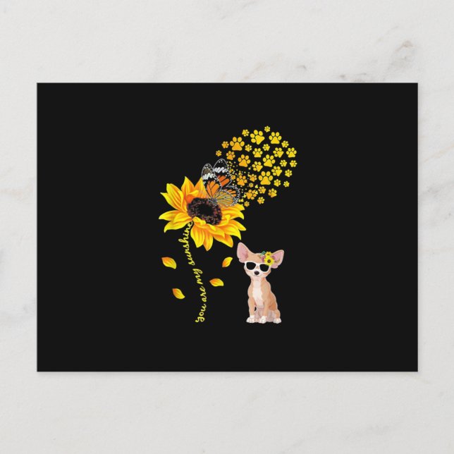 Cartes Pour Fêtes Annuelles Vous Êtes Mon Sunshine Tournesol Chihuahua Hommes  (Devant)