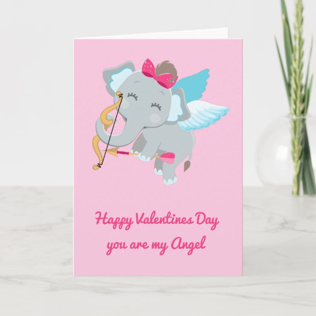 Cartes Pour Fêtes Annuelles Vous êtes My Angel Cute Elephant Saint Valentin (Devant)