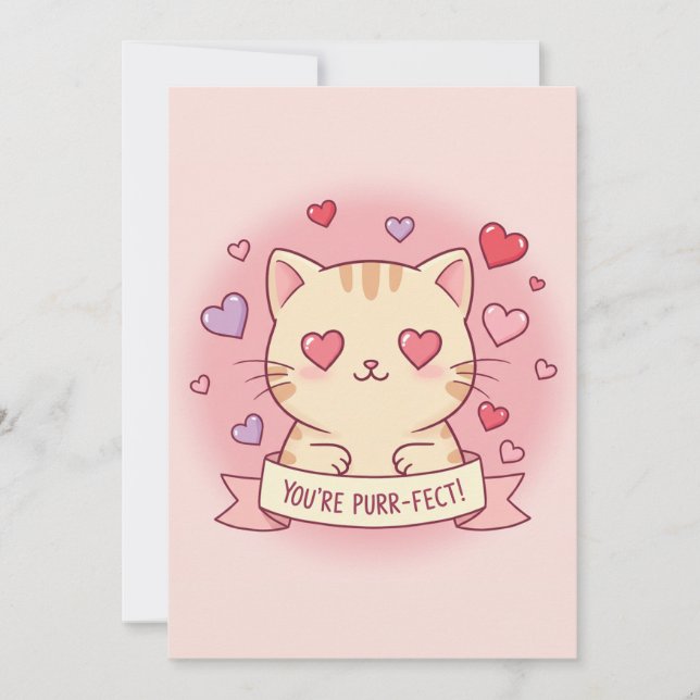 Cartes Pour Fêtes Annuelles Vous êtes Purr-fait ! Chat adorable pour la Saint- (Devant)