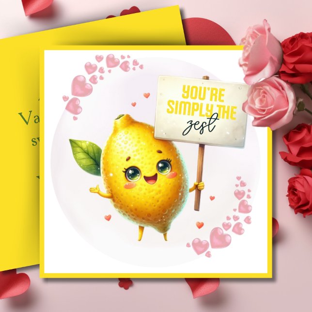Cartes Pour Fêtes Annuelles Vous êtes simplement le Zest Valentine Pun Custom (You're Simply The Zest Valentine Pun Custom Holiday Card. Add your name & a special message!)