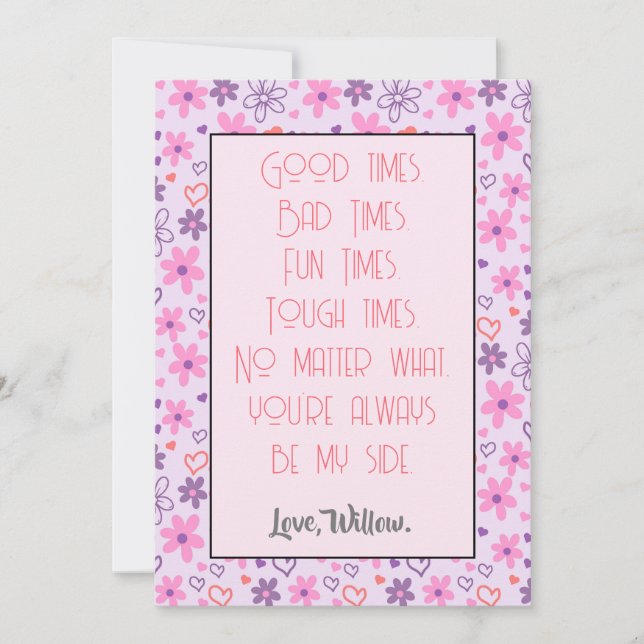 Cartes Pour Fêtes Annuelles Vous êtes toujours à mes côtés, Saint-Valentin (Devant)