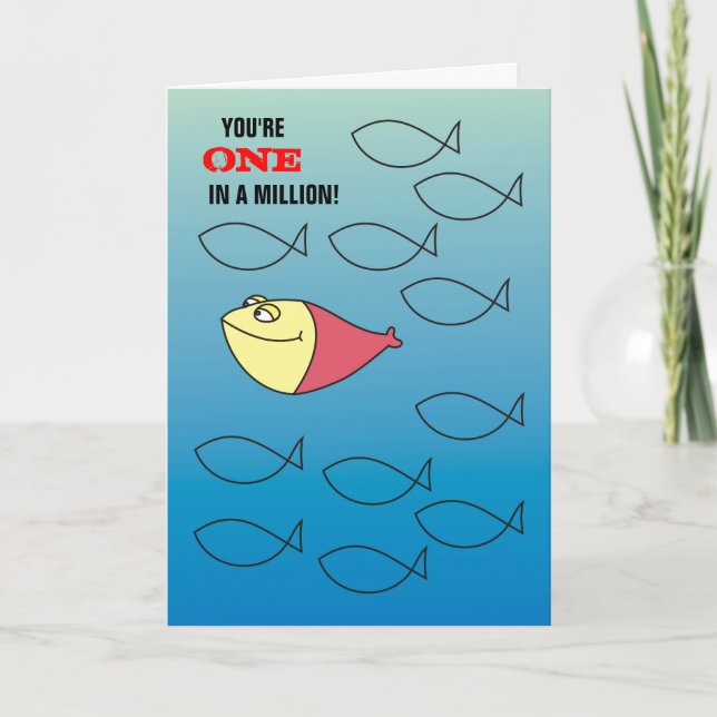 Cartes Pour Fêtes Annuelles Vous êtes UN sur un million ! Funny Red Fish Card (Devant)