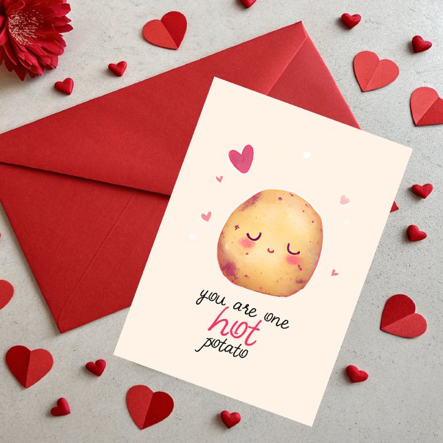 Cartes Pour Fêtes Annuelles Vous êtes une pomme de terre chaude Valentin Pun p (Créateur téléchargé)