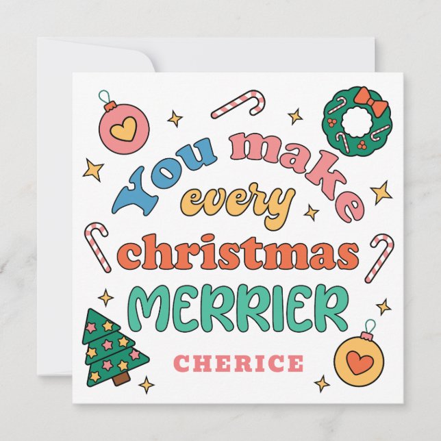 Cartes Pour Fêtes Annuelles Vous Faîtes Chaque Joyeux Noël | Cute Rétro (Devant)