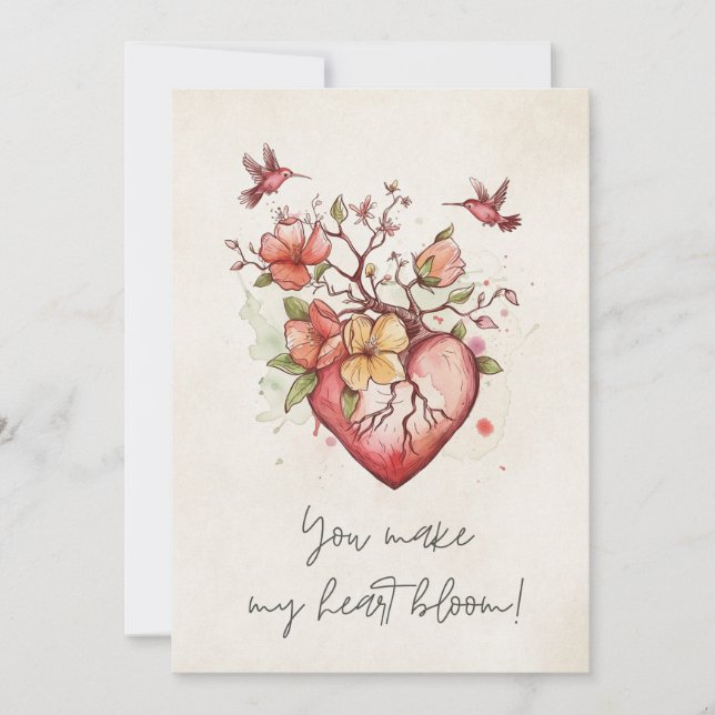 Cartes Pour Fêtes Annuelles Vous faites fleurir mon coeur Joyeux Valentin (Devant)