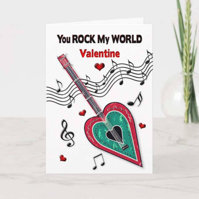 Cartes Pour Fêtes Annuelles Vous Faites Rock Dans Mon Monde Cœur Guitare Musiq (Devant)