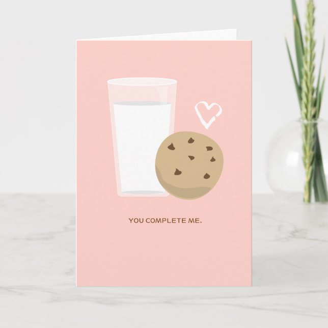 Cartes Pour Fêtes Annuelles Vous Me Complétez Milk & Cookie Silly Love Card (Devant)