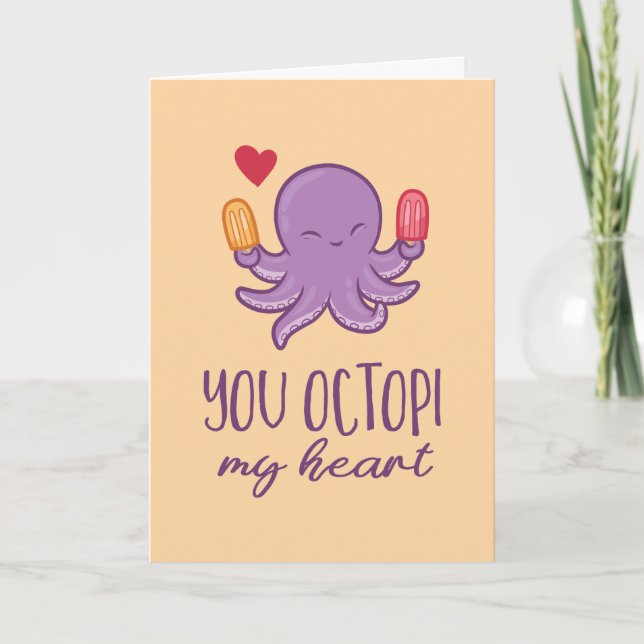 Cartes Pour Fêtes Annuelles Vous Octopi Mon Coeur Octopus Drôle Saint Valentin (Devant)