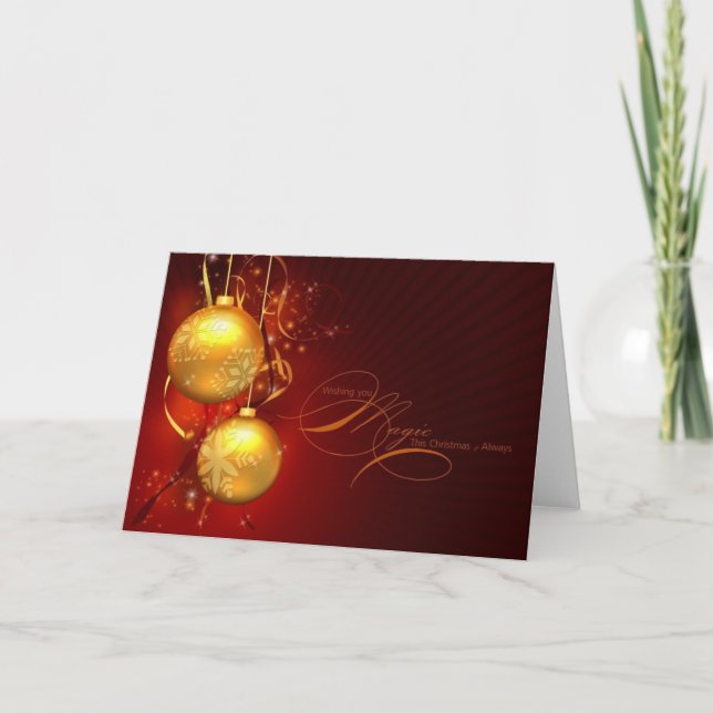 Cartes Pour Fêtes Annuelles "Vous souhaitant la magie ce Noël" avec de l'or (Devant)
