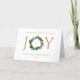 Cartes Pour Fêtes Annuelles Vous souhaite amour paix et joie Or Pliée Noël