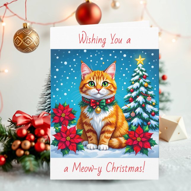 Cartes Pour Fêtes Annuelles Vous souhaitons un Noël Meow-y | Personnalisé (Créateur téléchargé)