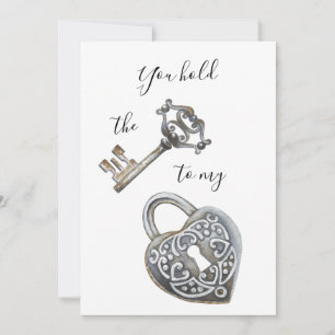 Cartes Pour Fêtes Annuelles Vous tenez la clé de mon coeur blanc Saint Valenti