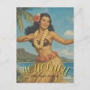 Cartes Pour Fêtes Annuelles Voyage à Hawaï de style vintage