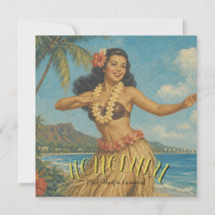 Cartes Pour Fêtes Annuelles Voyage à Hawaï de style vintage
