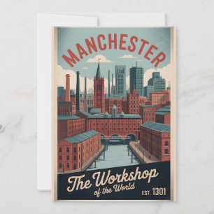 Cartes Pour Fêtes Annuelles Voyage à Manchester Angleterre dans un style Rétro