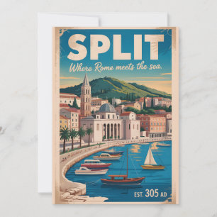 Cartes Pour Fêtes Annuelles Voyage à Split Croatie Cité Rétro