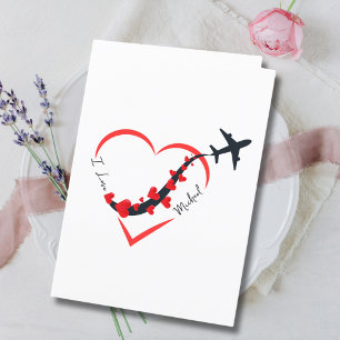 Cartes Pour Fêtes Annuelles Voyage Anniversaire Avion Coeur & Photo Personnali