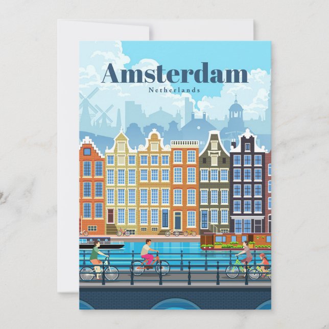 Cartes Pour Fêtes Annuelles Voyage Art Voyage à Amsterdam (Devant)