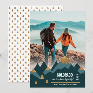 Cartes Pour Fêtes Annuelles Voyage aux Montagnes d'Or Modernes Photo Noël