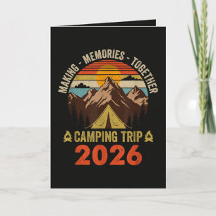 Cartes Pour Fêtes Annuelles Voyage de camping familial au coucher du soleil ré