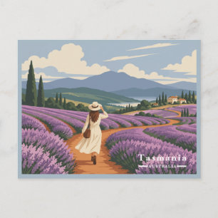 Cartes Pour Fêtes Annuelles Voyage Fille au Lavande Tasmanie Vintage