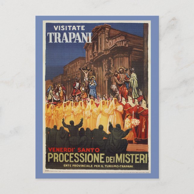 Cartes Pour Fêtes Annuelles Voyage italien procession de Pâques chrétienne Tra (Devant)
