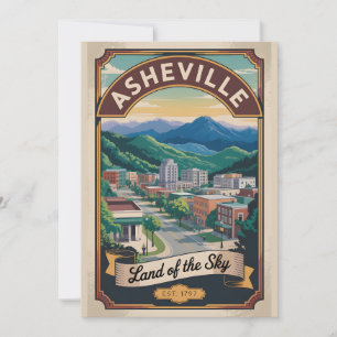 Cartes Pour Fêtes Annuelles Voyage Rétro à Asheville Caroline du Nord