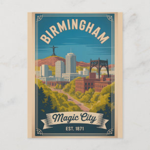 Cartes Pour Fêtes Annuelles Voyage Rétro à Birmingham Alabama