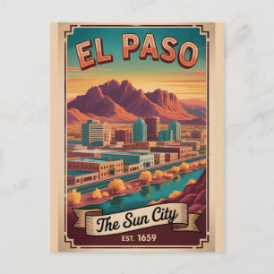 Cartes Pour Fêtes Annuelles Voyage Rétro à El Paso Texas