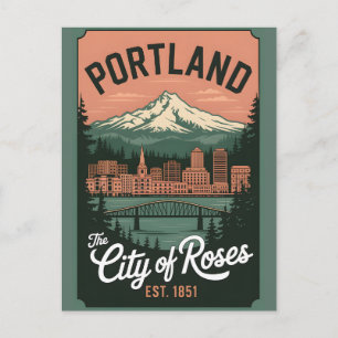 Cartes Pour Fêtes Annuelles Voyage Rétro à Portland Oregon