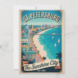 Cartes Pour Fêtes Annuelles Voyage Rétro à St. Petersburg Floride