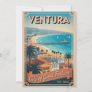 Cartes Pour Fêtes Annuelles Voyage Rétro à Ventura Californie