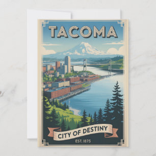 Cartes Pour Fêtes Annuelles Voyage Rétro Tacoma Washington