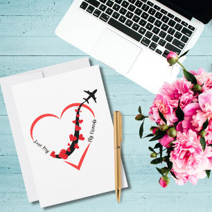 Cartes Pour Fêtes Annuelles Voyager Avion Coeur Aimer Mon ami Volant Amis Avia