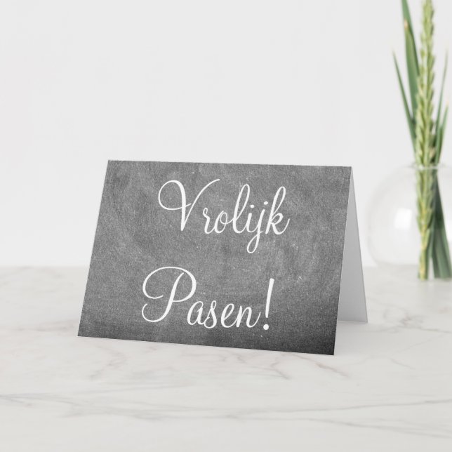Cartes Pour Fêtes Annuelles Vrolijk Pasen Dutch Happy Pâques Chalkboard (Devant)