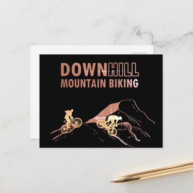 Cartes Pour Fêtes Annuelles VTT Downhill (Devant/Arrière en situation)